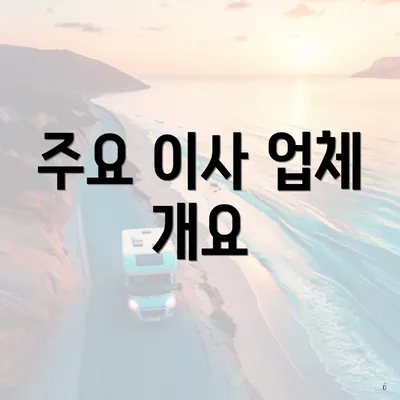 주요 이사 업체 개요