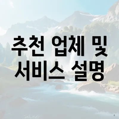 추천 업체 및 서비스 설명