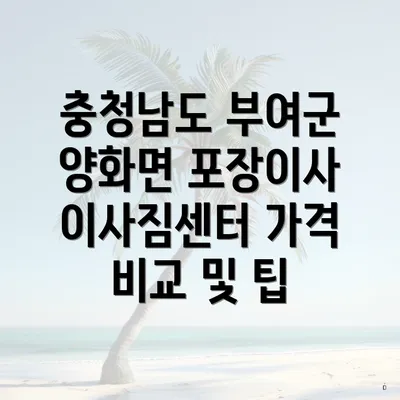 충청남도 부여군 양화면 포장이사 이사짐센터 가격 비교 및 팁