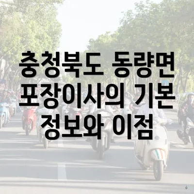 충청북도 동량면 포장이사의 기본 정보와 이점