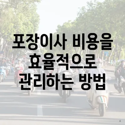 포장이사 비용을 효율적으로 관리하는 방법