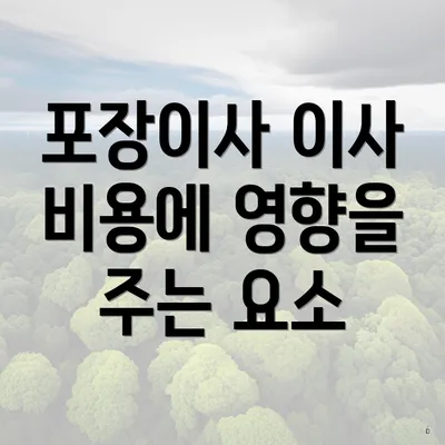 포장이사 이사 비용에 영향을 주는 요소