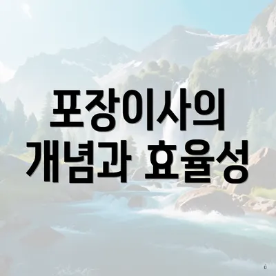 포장이사의 개념과 효율성