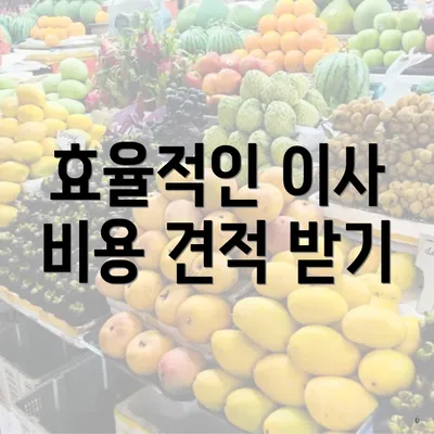 효율적인 이사 비용 견적 받기