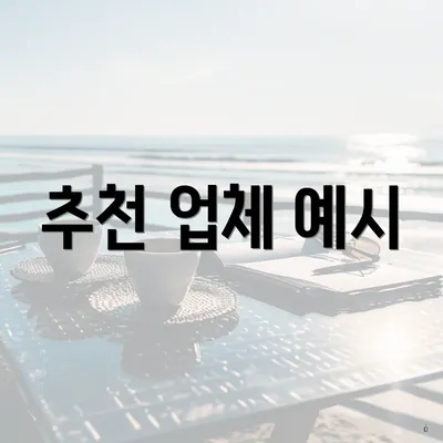 추천 업체 예시